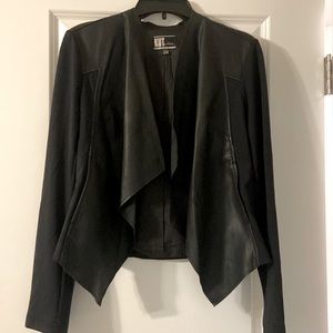 Faux leather and knit cardigan/jacket